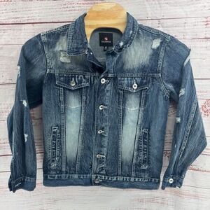 Southpole‎ Denim Jacket Mens Size Medium Distressed Blue Y2K